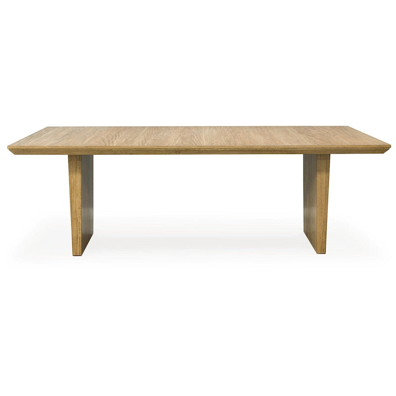 Table à manger extensible rectangulaire brun clair, 8 places assises