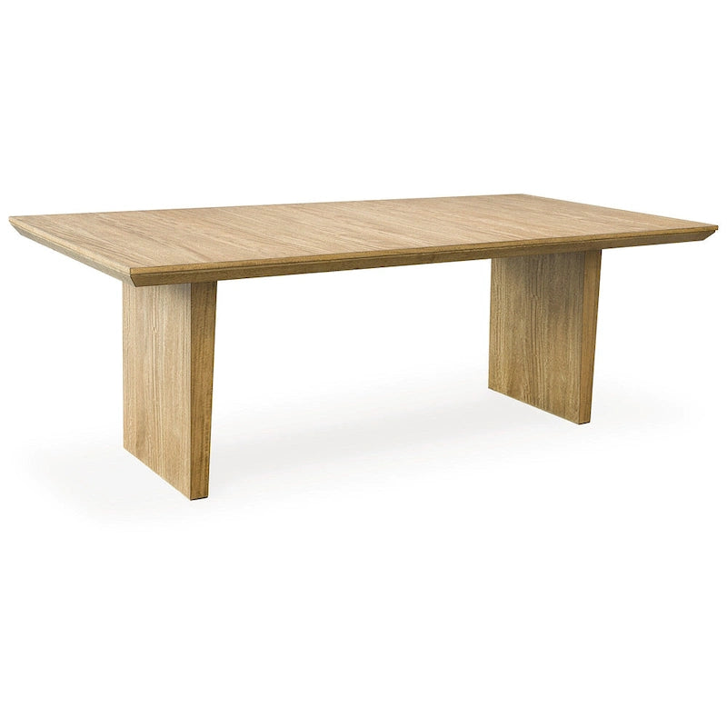 Table à manger extensible rectangulaire brun clair, 8 places assises