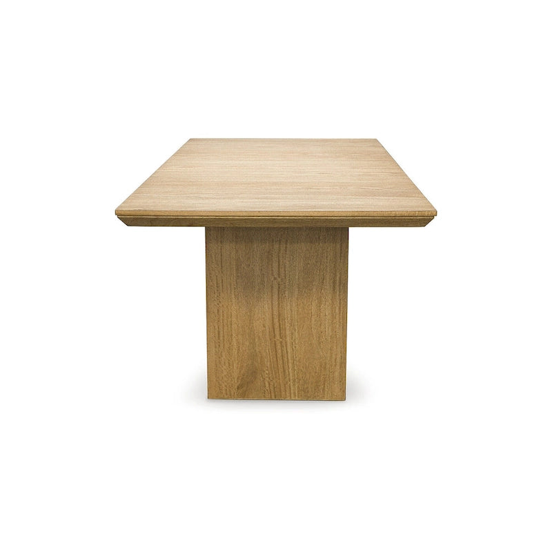 Table à manger extensible rectangulaire brun clair, 8 places assises