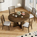 Ensemble de salle à manger rond extensible 5 places, style rétro, marron/naturel (5 pièces)