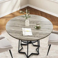 Table à manger ronde grise avec étagère de rangement, base hexagonale, 1 à 2 places