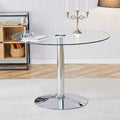 Table à manger ronde en verre argenté et transparent, 4 à 6 places