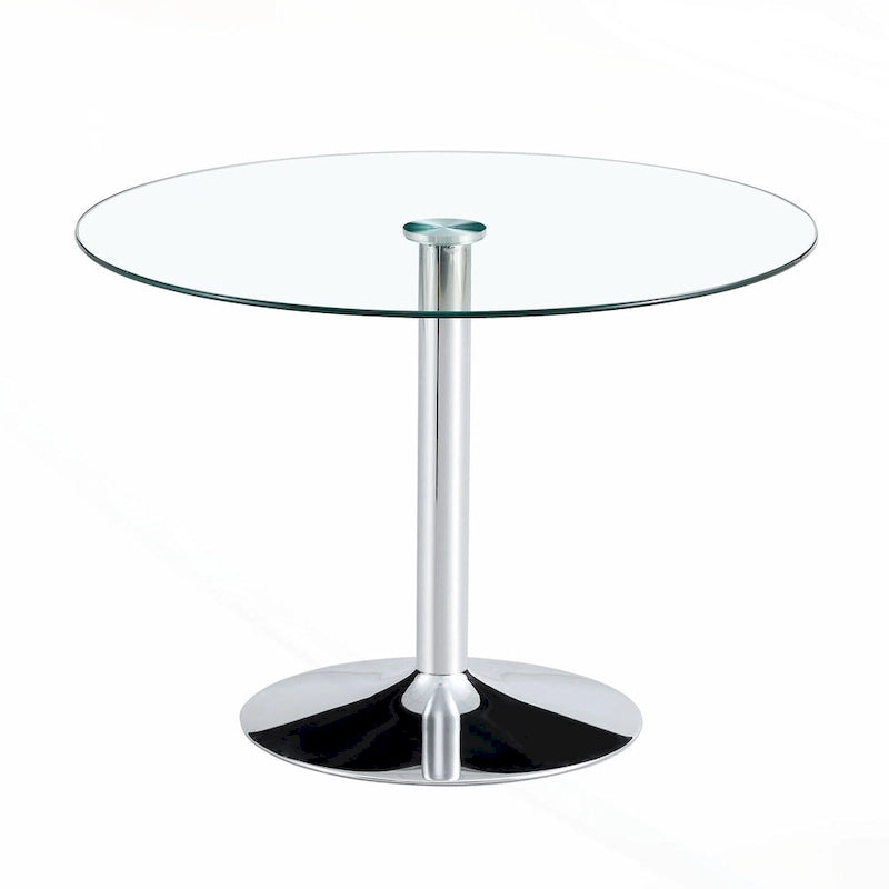 Table à manger ronde en verre argenté et transparent, 4 à 6 places