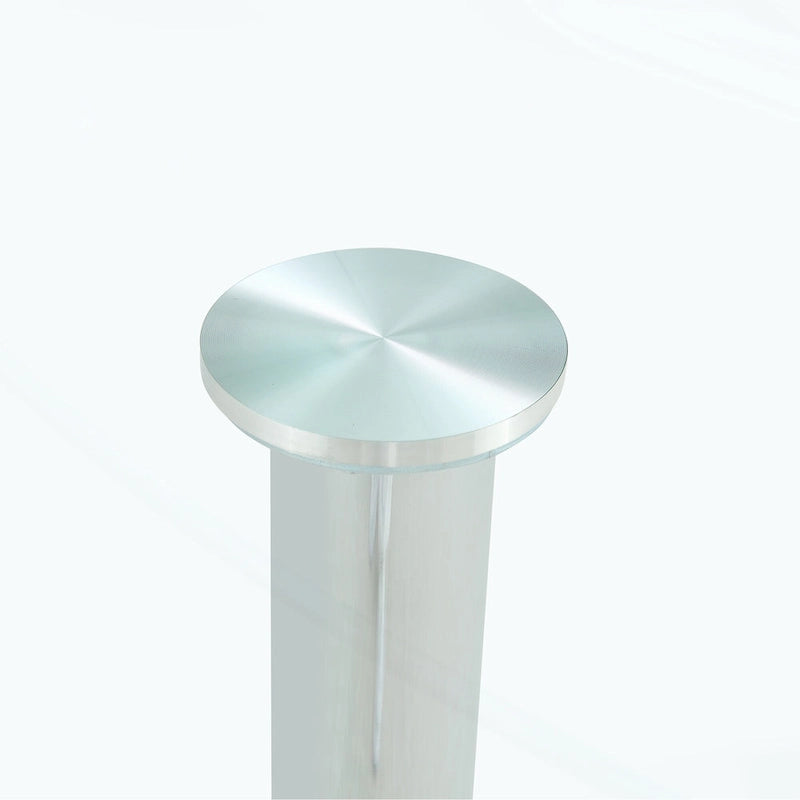 Table à manger ronde en verre argenté et transparent, 4 à 6 places