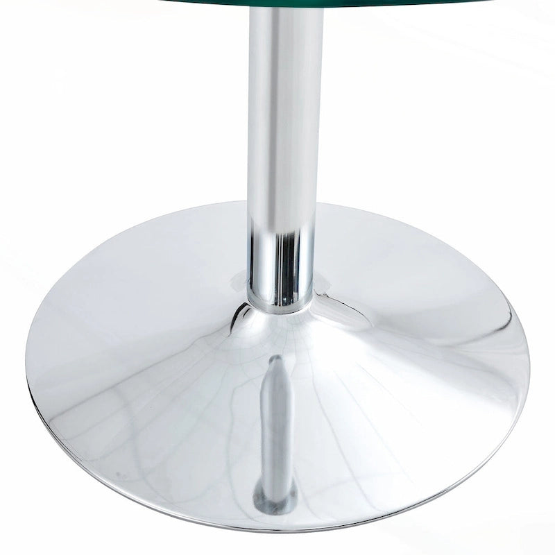 Table à manger ronde en verre argenté et transparent, 4 à 6 places