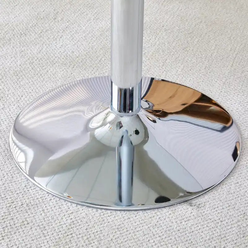 Table à manger ronde en verre argenté et transparent, 4 à 6 places