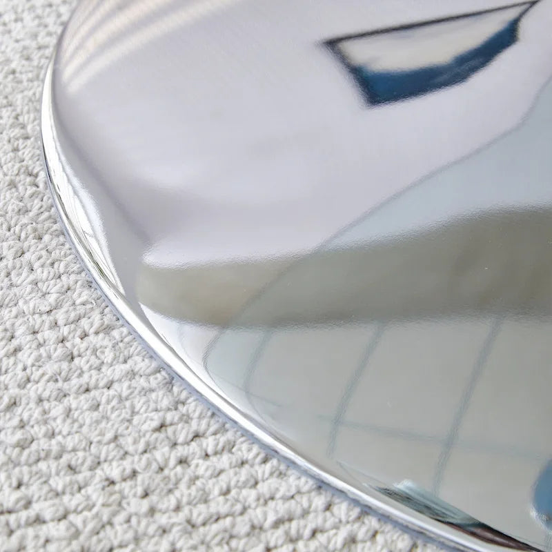 Table à manger ronde en verre argenté et transparent, 4 à 6 places