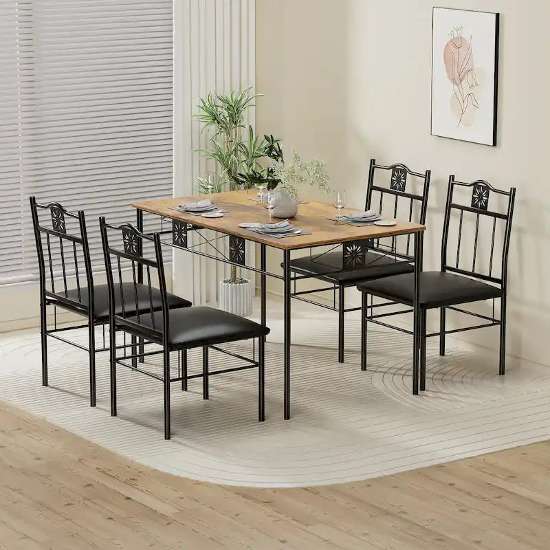 Ensemble Table et Chaises de Salle à Manger Moderne Brun Antique – 3 ou 5 Pièces