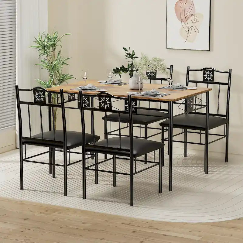 Ensemble Table et Chaises de Salle à Manger Moderne Brun Antique – 3 ou 5 Pièces
