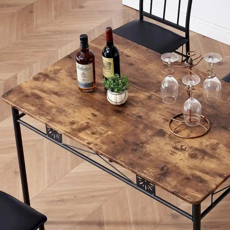 Ensemble Table et Chaises de Salle à Manger Moderne Brun Antique – 3 ou 5 Pièces