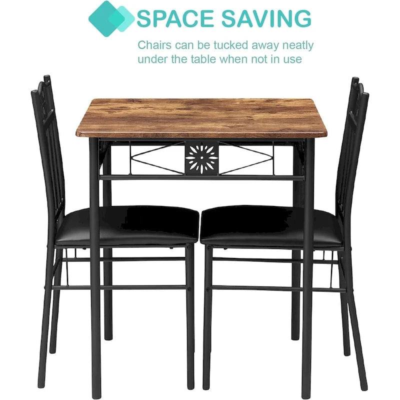 Ensemble Table et Chaises de Salle à Manger Moderne Brun Antique – 3 ou 5 Pièces