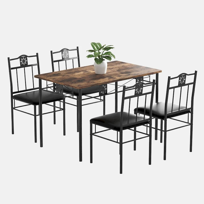 Ensemble Table et Chaises de Salle à Manger Moderne Brun Antique – 3 ou 5 Pièces