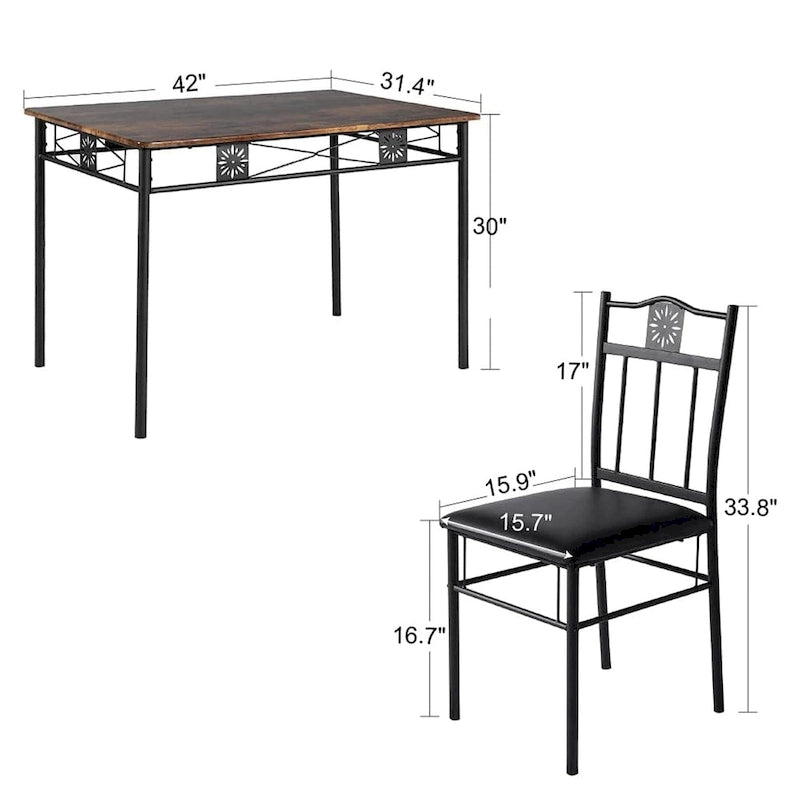 Ensemble Table et Chaises de Salle à Manger Moderne Brun Antique – 3 ou 5 Pièces