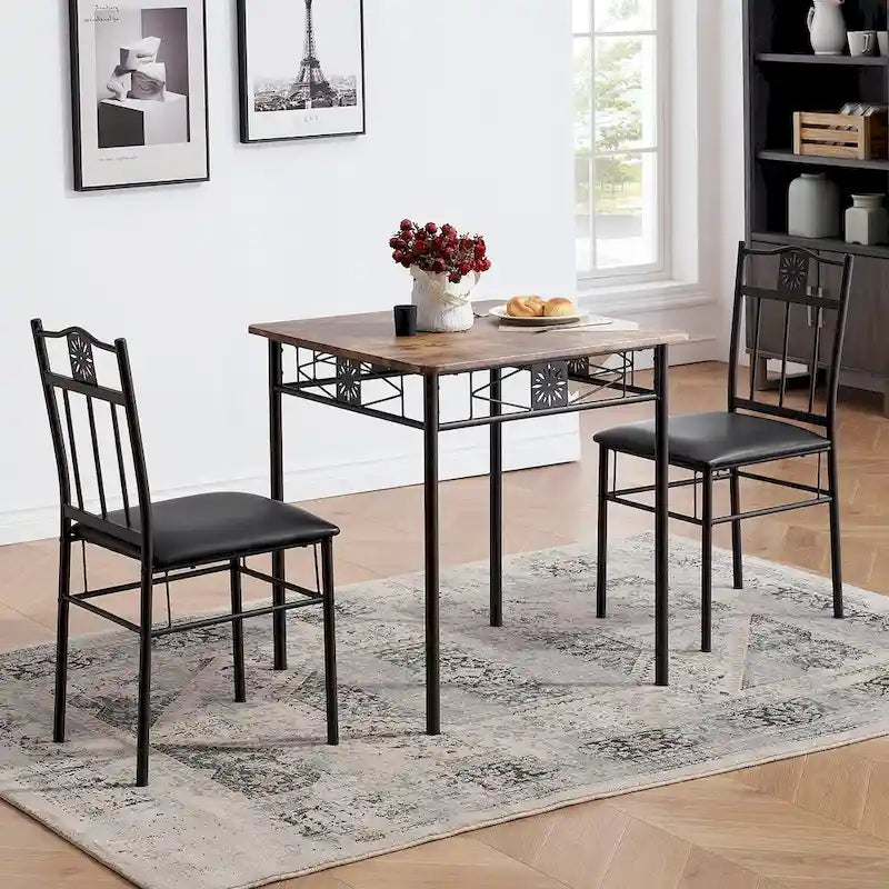 Ensemble Table et Chaises de Salle à Manger Moderne Brun Antique – 3 ou 5 Pièces