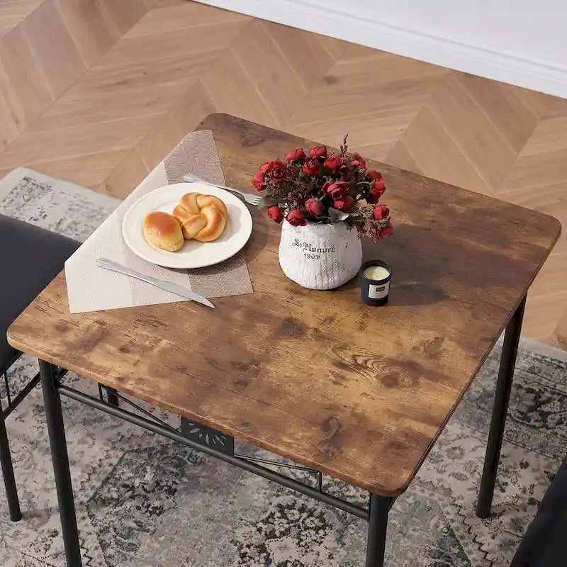 Ensemble Table et Chaises de Salle à Manger Moderne Brun Antique – 3 ou 5 Pièces