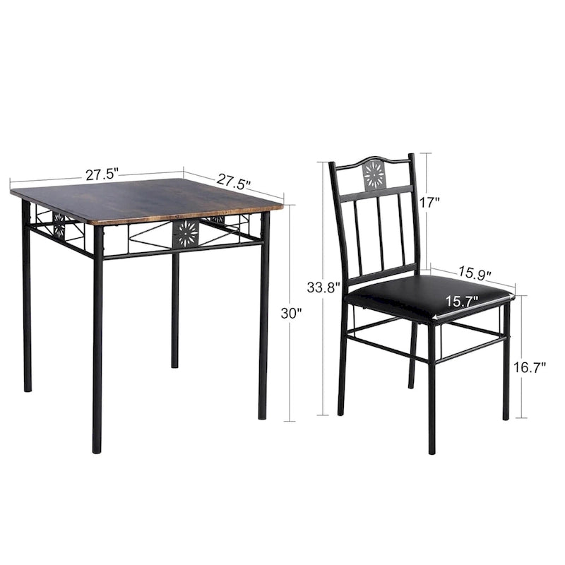 Ensemble Table et Chaises de Salle à Manger Moderne Brun Antique – 3 ou 5 Pièces