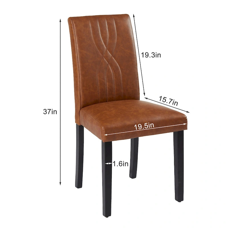 Chaises de salle à manger Parsons à dossier haut rembourrées vertes/brunes/beiges, tissu et pieds en bois massif, lot de 6