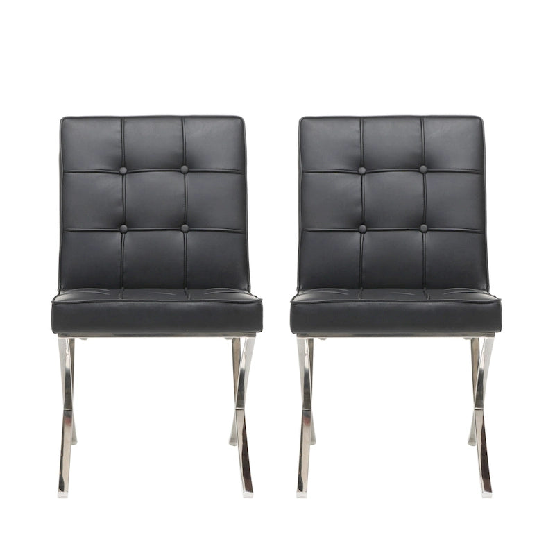 Chaises de salle à manger capitonnées noires modernes, ensemble de 2