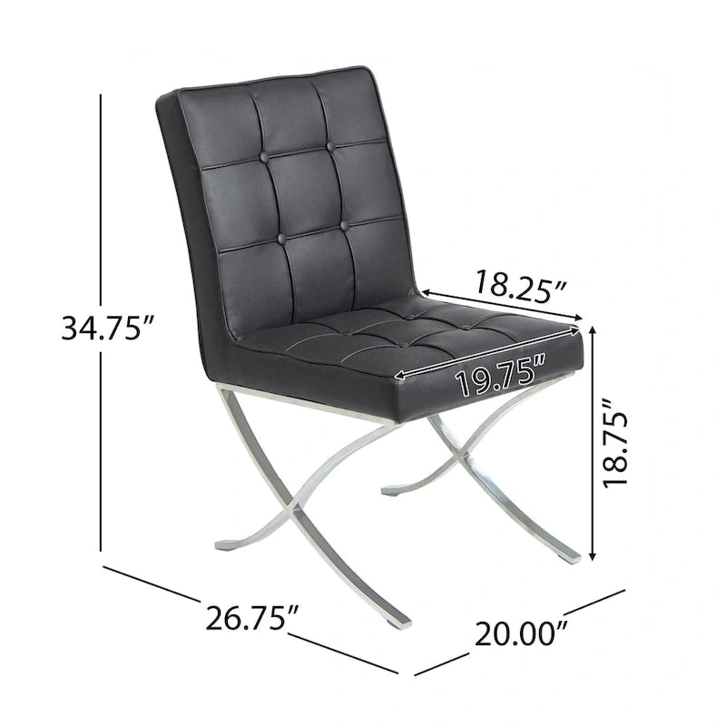 Chaises de salle à manger capitonnées noires modernes, ensemble de 2