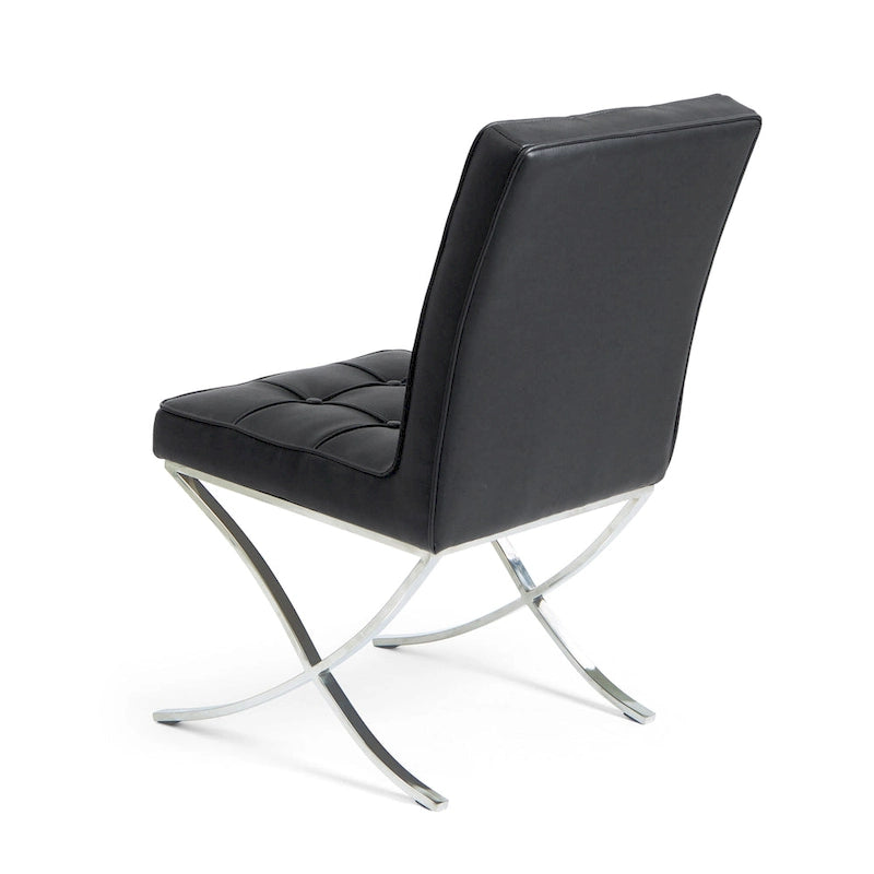 Chaises de salle à manger capitonnées noires modernes, ensemble de 2