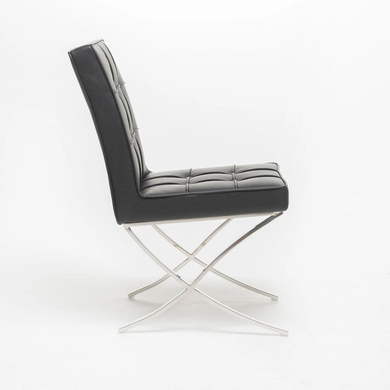 Chaises de salle à manger capitonnées noires modernes, ensemble de 2