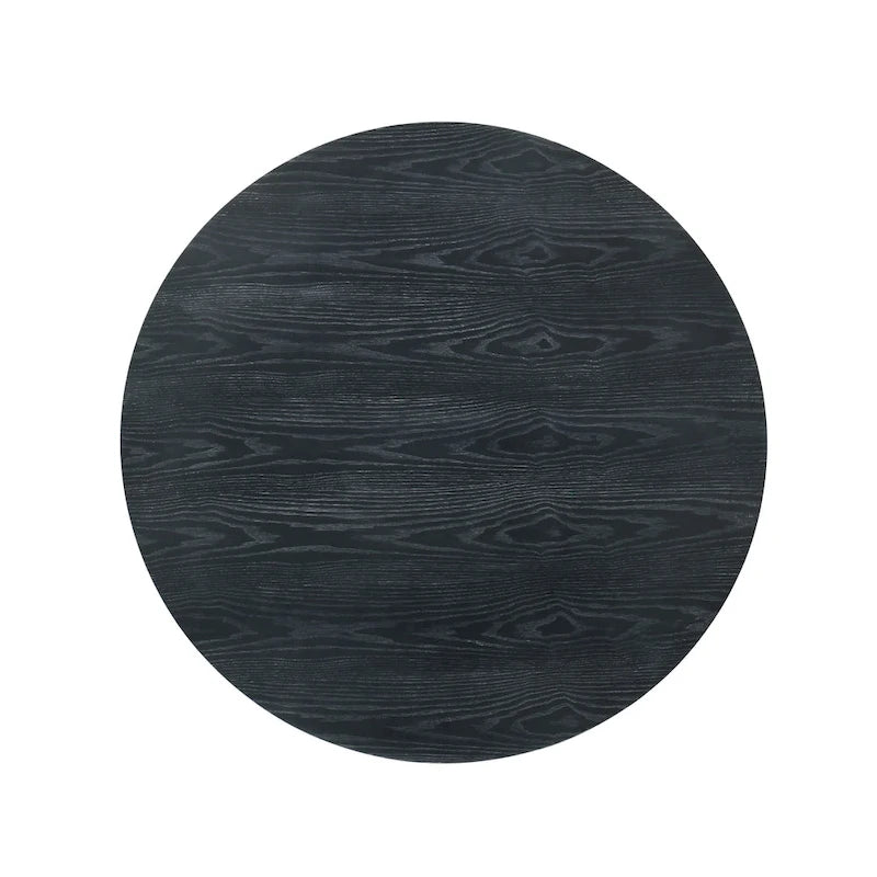 Table à manger ronde sur pied, coloris naturel/gris, 4 places