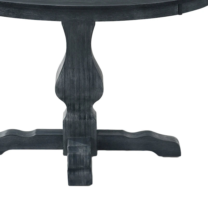 Table à manger ronde sur pied, coloris naturel/gris, 4 places
