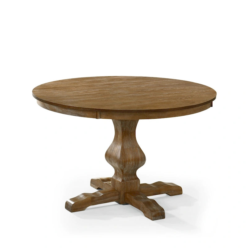 Table à manger ronde sur pied, coloris naturel/gris, 4 places