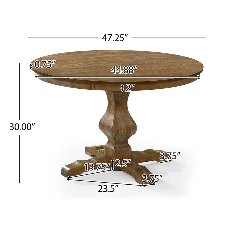 Table à manger ronde sur pied, coloris naturel/gris, 4 places