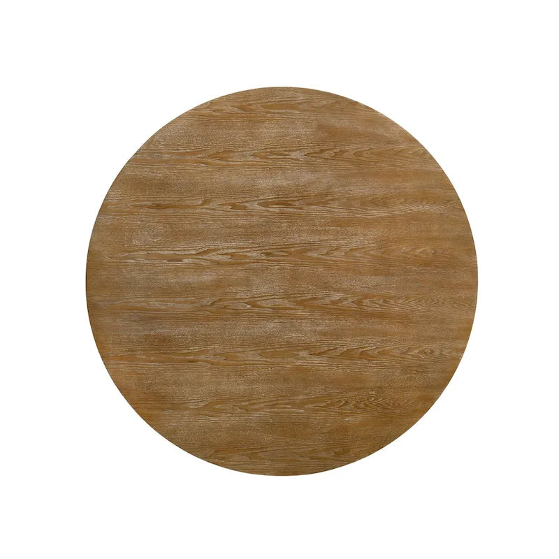 Table à manger ronde sur pied, coloris naturel/gris, 4 places