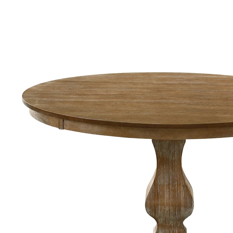 Table à manger ronde sur pied, coloris naturel/gris, 4 places