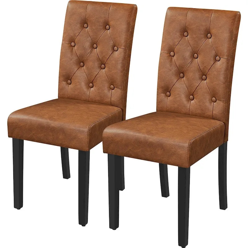 Chaises de salle à manger capitonnées en similicuir blanc/gris/marron, lot de 2