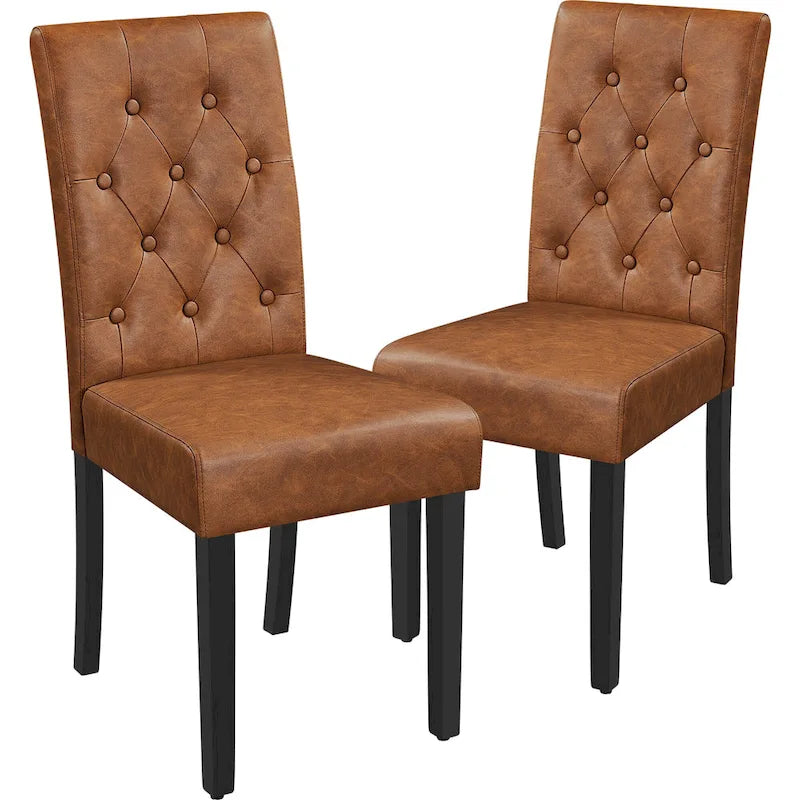 Chaises de salle à manger capitonnées en similicuir blanc/gris/marron, lot de 2