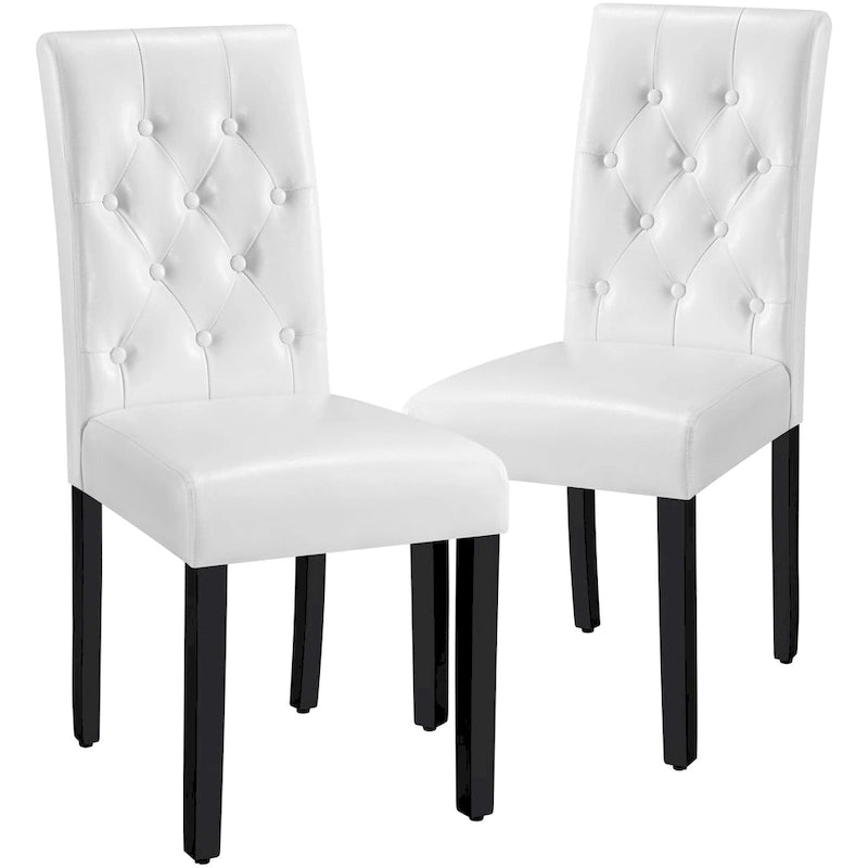 Chaises de salle à manger capitonnées en similicuir blanc/gris/marron, lot de 2