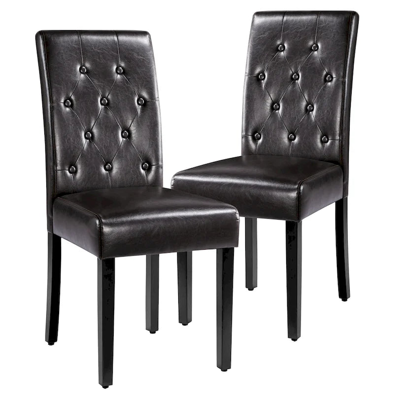Chaises de salle à manger capitonnées en similicuir blanc/gris/marron, lot de 2