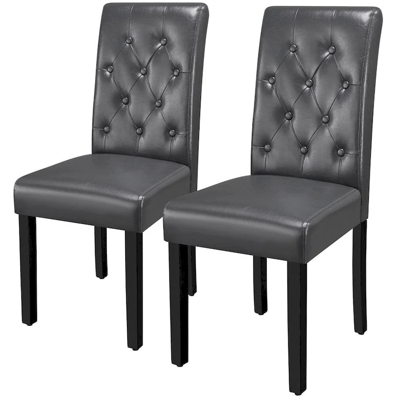 Chaises de salle à manger capitonnées en similicuir blanc/gris/marron, lot de 2