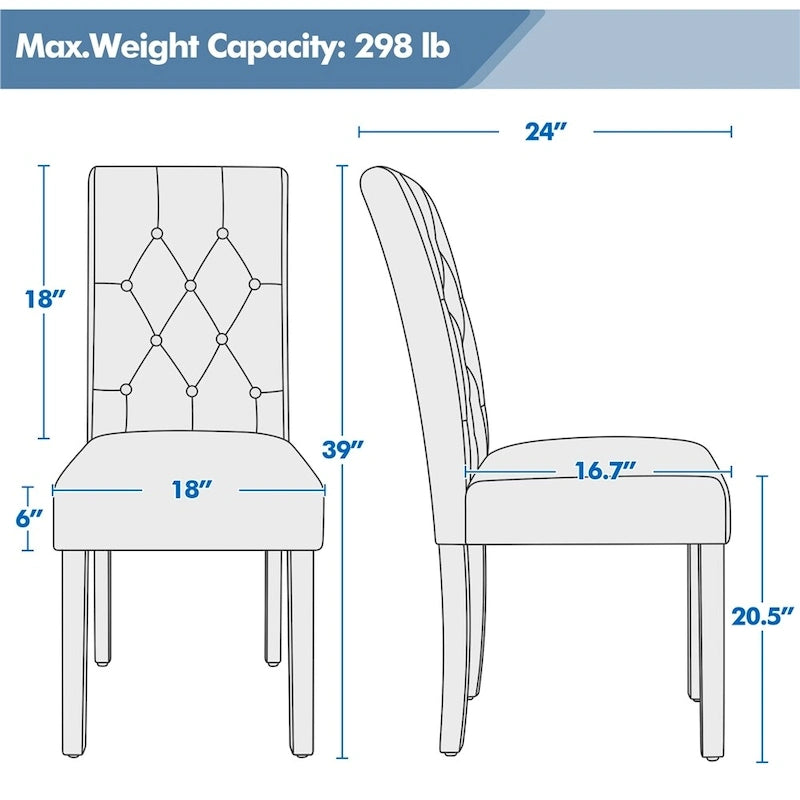 Chaises de salle à manger capitonnées en similicuir blanc/gris/marron, lot de 2