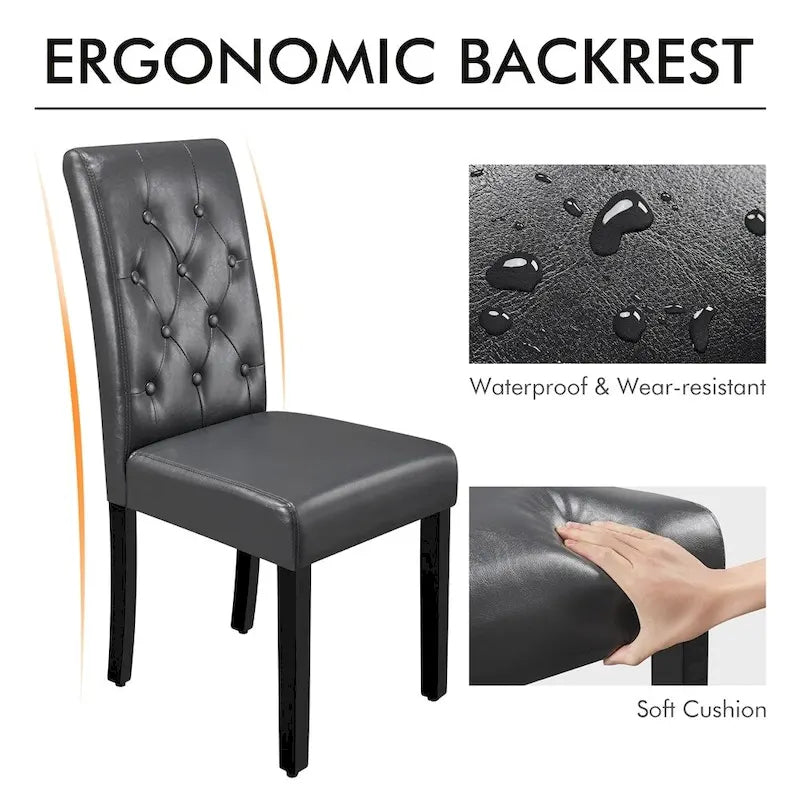 Chaises de salle à manger capitonnées en similicuir blanc/gris/marron, lot de 2