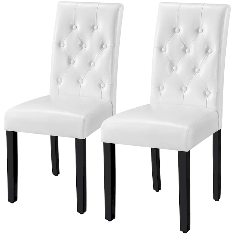 Chaises de salle à manger capitonnées en similicuir blanc/gris/marron, lot de 2