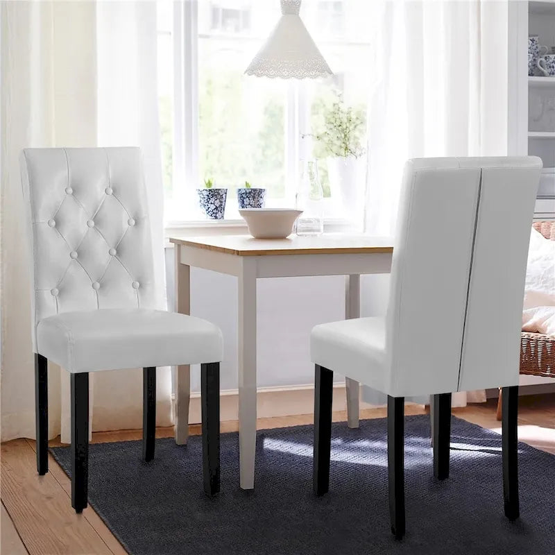Chaises de salle à manger capitonnées en similicuir blanc/gris/marron, lot de 2