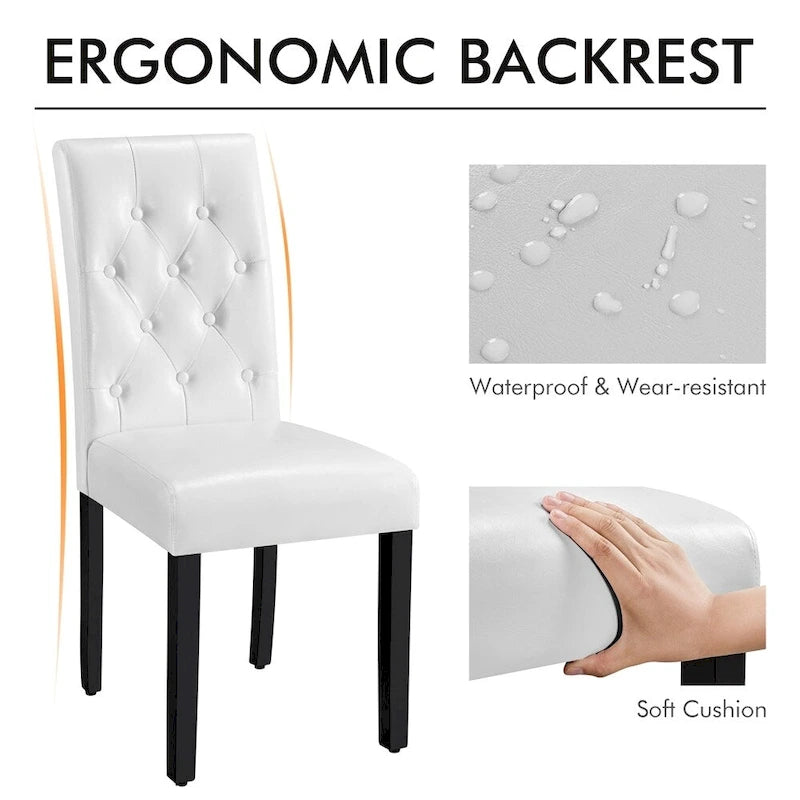 Chaises de salle à manger capitonnées en similicuir blanc/gris/marron, lot de 2