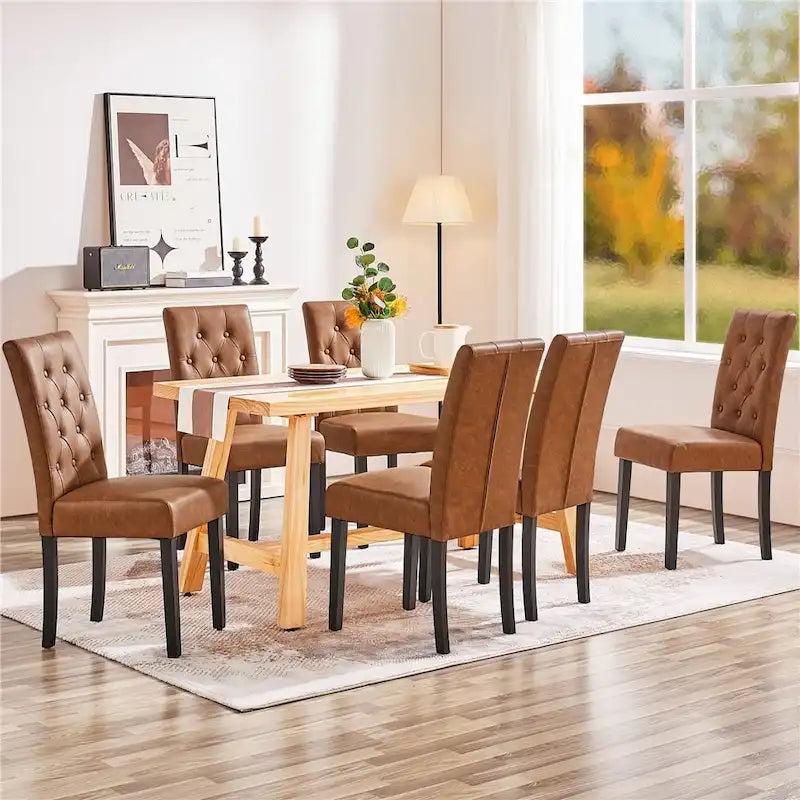 Chaises de salle à manger capitonnées en similicuir blanc/gris/marron, lot de 2