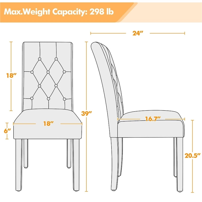 Chaises de salle à manger capitonnées en similicuir blanc/gris/marron, lot de 2