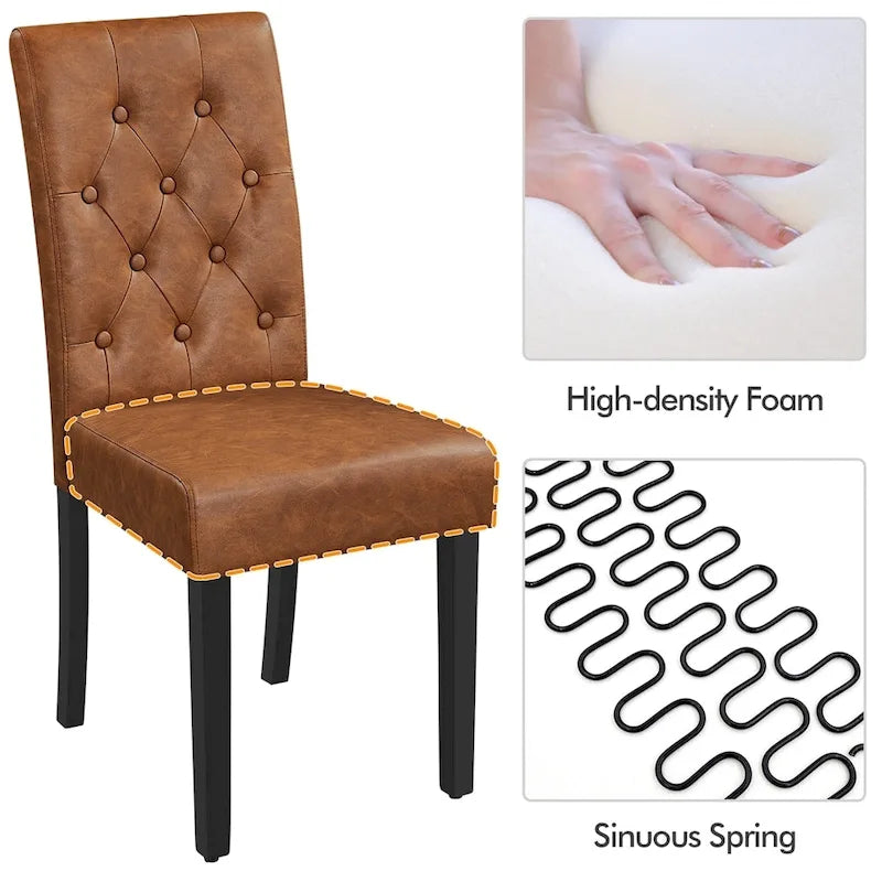 Chaises de salle à manger capitonnées en similicuir blanc/gris/marron, lot de 2
