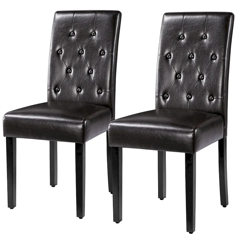 Chaises de salle à manger capitonnées en similicuir blanc/gris/marron, lot de 2