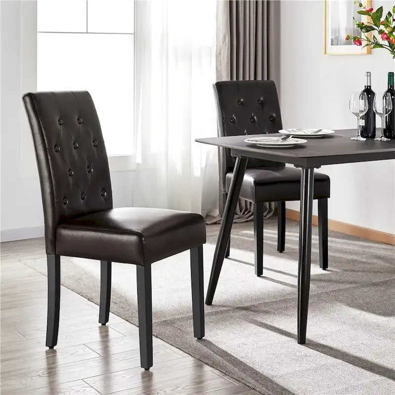 Chaises de salle à manger capitonnées en similicuir blanc/gris/marron, lot de 2