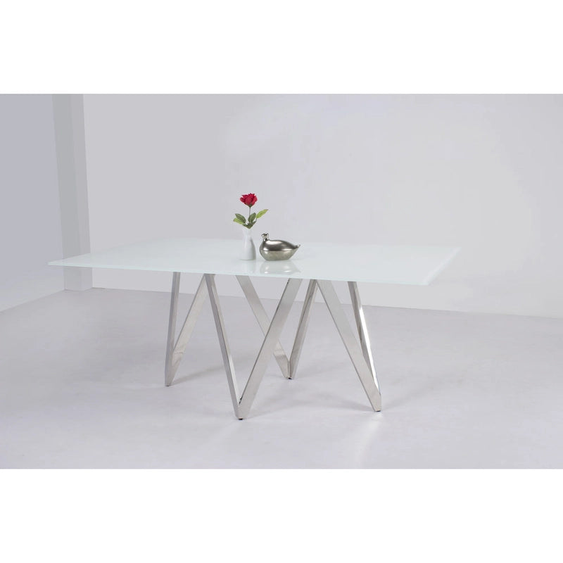 Ensemble de salle à manger rectangulaire 5 pièces (4 places) avec plateau en verre blanc/rouge/gris