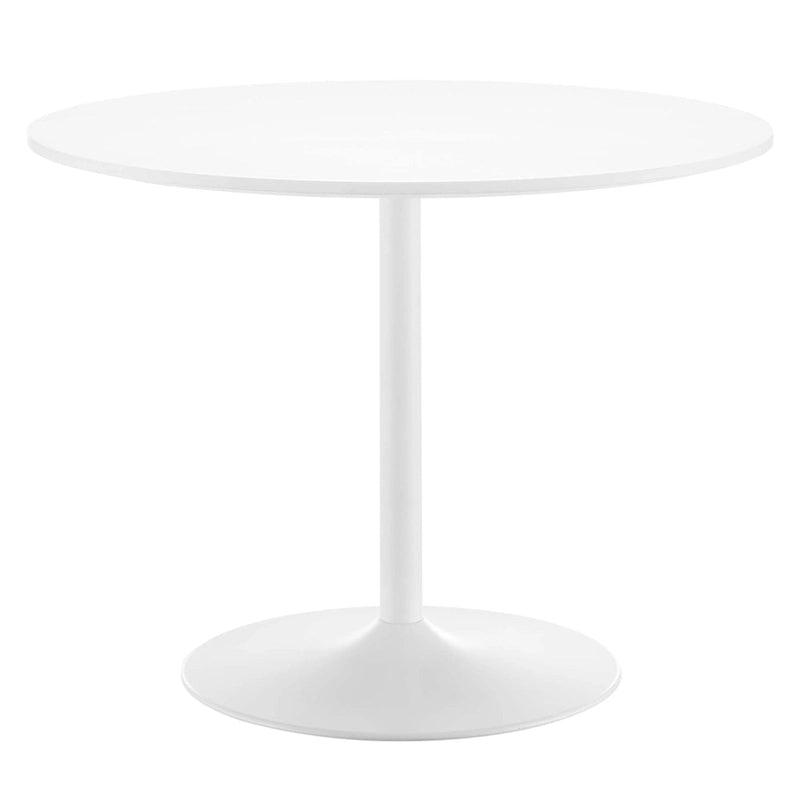 Table de salle à manger ronde à pied central, 4 places – Noir Blanc / Or / Noyer