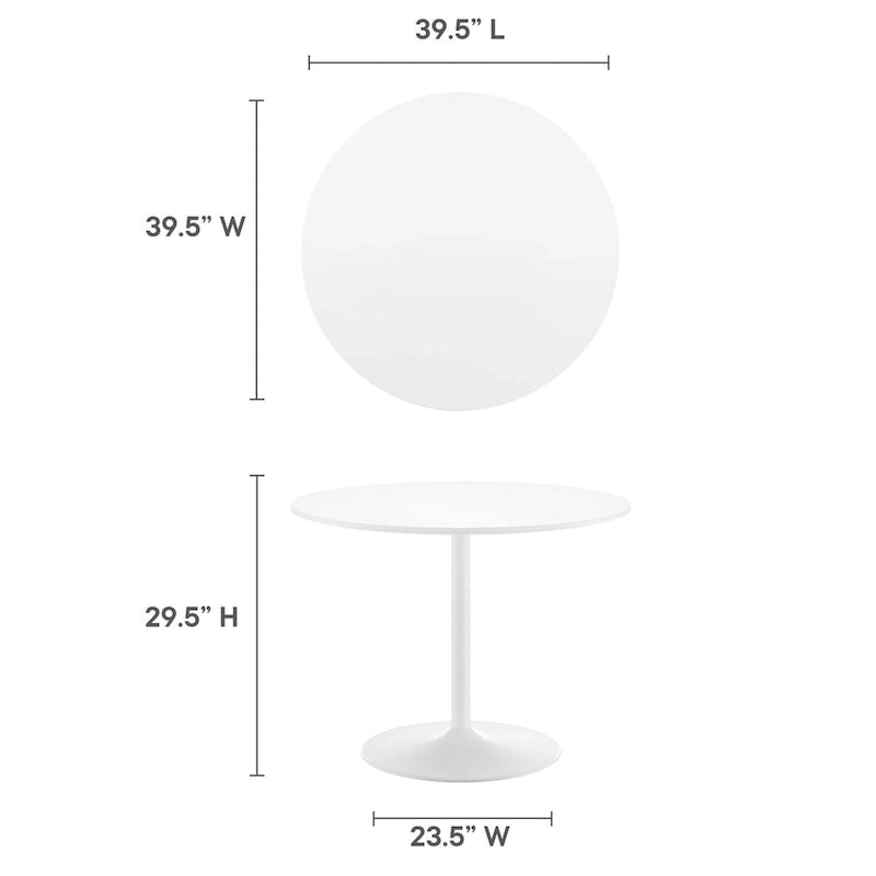 Table de salle à manger ronde à pied central, 4 places – Noir Blanc / Or / Noyer