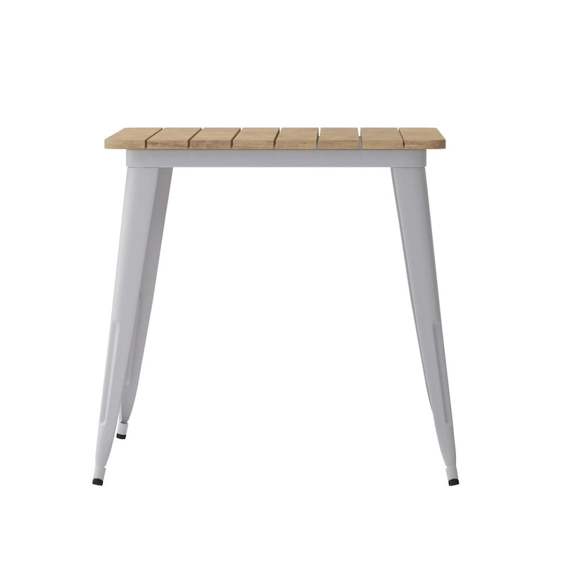 Table à manger d'extérieur rectangulaire marron/noir avec trou pour parasol, 6 places